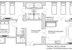 Apartment Florenc with 3-bathrooms & bedrooms