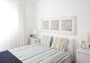 C3, in a small complex with communal heated pool 100m from the sea