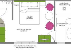 Großes Doppelzimmer mit Seeblick II - Ferienzimmer und -wohnungen mit Seeblick