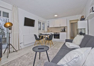 Modern vacation apartment with fireplace, balcony - Ferienresidenz Zwei Bodden FeWo111