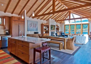 New construction home with large deck on Seadrift Lagoon