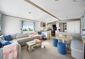 Spacious and modern 12ft-wide caravan with one double and two twin.
