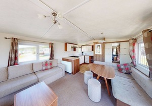 Spacious and well-presented 12ft-wide caravan with one double and one twin.