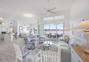 Waterfront home with views, pool and walk to beach