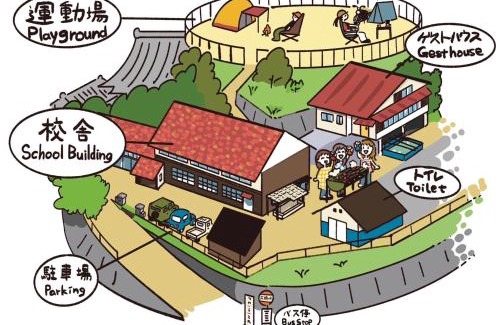 Shimoichi Apartment | 奈良吉野の小学校跡地ゲストハウス-五右衛門風呂体験-漫画図書室-卓球台-一棟貸し-素泊まり-吉野山天川村観光-Small inn attached to a historic school building