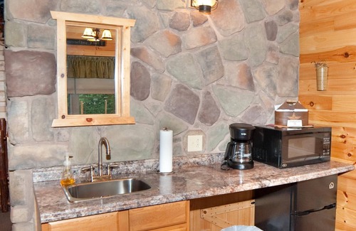 Flintstone Ski Chalet | 1/2 double cabin with king bed and single child sized pull-out sleep sofa (sleeps 2 adults & 1 child