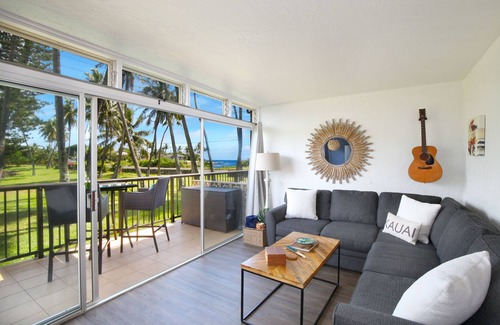 Poipu Condo | 1 Bed Ground Floor Ocean View Condo - Newly renovated & steps to the beach!