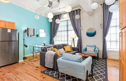 Downtown Apartment | 100 Year-Old Historic Brick 2BR Loft High Ceiling5