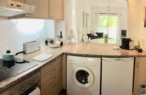 Alpouvar Apartment | 1st Floor apt, extra large South facing balcony, 2 bed/bath + Air Con + Wifi