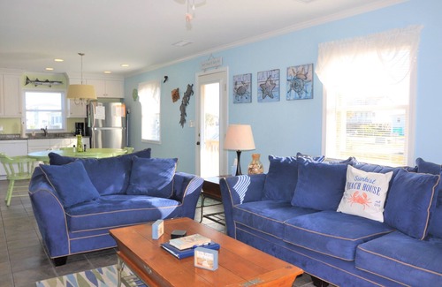 Holden Beach House | 2 bedrooms, 1 bathroom. Pet friendly with a fenced in back yard. Located on canal with dock the perfect place for fishing, crabbing, or docking your boat.