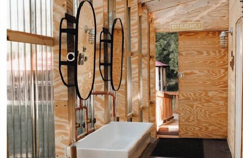 Canoncito RV Rental | 2 Person Glamping tent with one Queen Bed @ Field Trip NM .