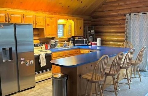 Fort Fairfield Cabin | 3-Bedroom Log Cabin With Fireplace, Covered Patio, and View