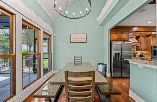 Sevierville Cabin | 4 King beds! Private, Heated Pool! Theater Room! Game Room! Bunks!