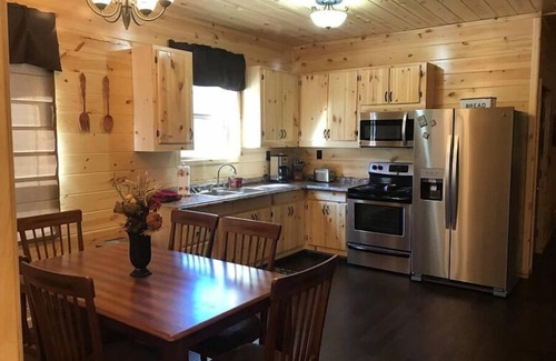 Lejunior Cabin | 4BR 2 bath house with full kitchen, living room, hot tub and game room.