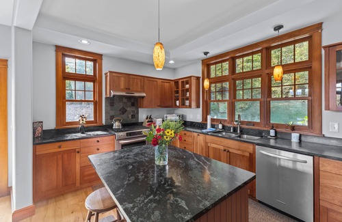 Morrisville House | 5 acre Stowe chalet w/deck, hot tub, views, fireplaces, & pond