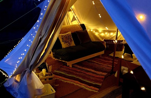Saltburn-by-the-Sea Cabin | 6m Emperor tent, near Whitby, with log burner