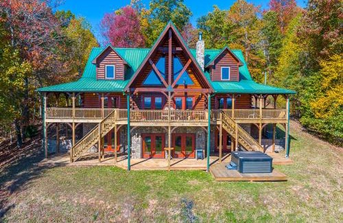 Grassy Creek House | 7 Bd Log Cabin Retreat- Game Rm, Hot Tub, Room for the Whole Family!