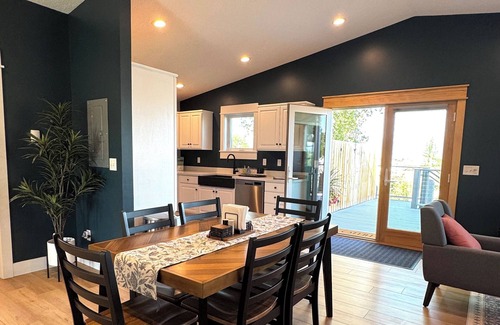 Bozeman Apartment | A large sundeck, 2 bedrooms, 1 sofa bed, a stocked kitchen and a full bathroom.