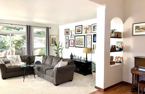 Lacey House | A private bedroom with AC in a quiet neighborhood