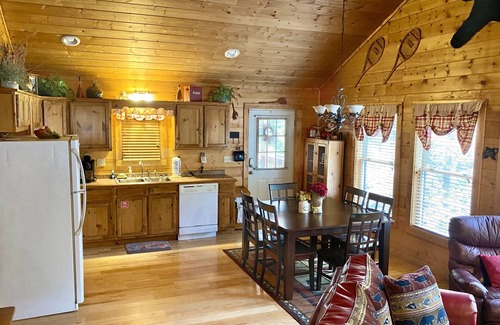 Gatlinburg - Pigeon Forge Cabin | A Wooded Cabin You'll Love! King Bed-2 Fireplaces-HotTub-Firepit-bring your dog!