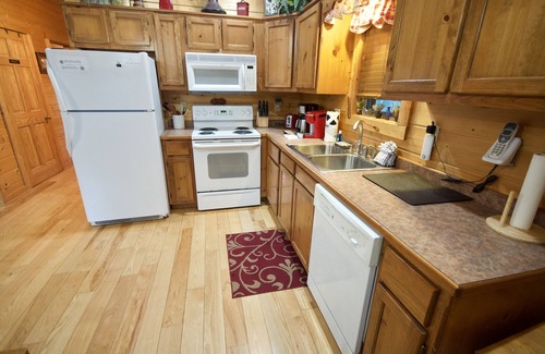 Gatlinburg - Pigeon Forge Cabin | A Wooded Cabin You'll Love! King Bed-2 Fireplaces-HotTub-Firepit-bring your dog!