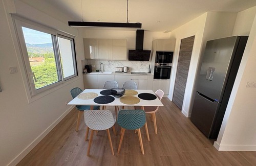 Saint-Clair-du-Rhone Apartment | Air-conditioned accommodation at the foot of Pilat. New. 6 to 7 passengers. fully equipped.