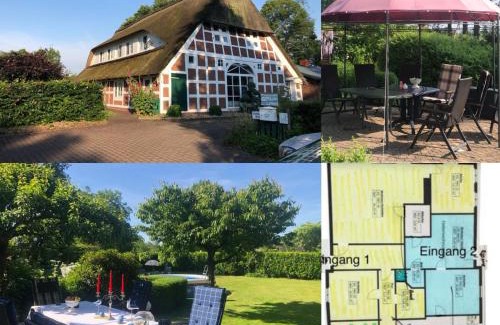 Hemmoor House | Altes Landhaus Oste, 10 Personen Familienhaus, 200 qm, 3 separate Appartements, 6 Zimmer 3 Badezimmer, 3 Küchen , 3 Kaminöfen Langzeitmieter willkommen
