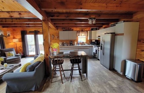 Blairs Mills Cabin | Amazing Cabin on water in the mountains w/private salted pool and hot tub!