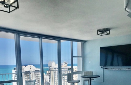 Condado Apartment | Amazing Ocean front View Studio on 23rd floor with Balcony & Free Wi-fi access
