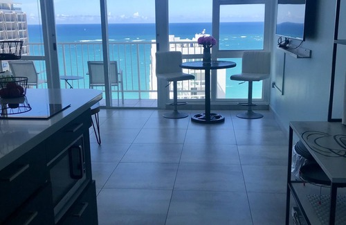 Condado Apartment | Amazing Ocean front View Studio on 23rd floor with Balcony & Free Wi-fi access