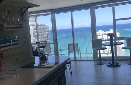 Condado Apartment | Amazing Ocean front View Studio on 23rd floor with Balcony & Free Wi-fi access