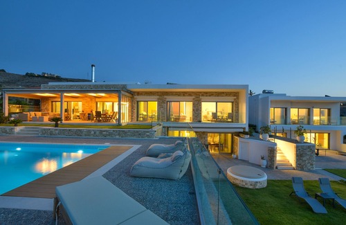 Kokkini Chani Villa | Amazing Sea View with a heated covered pool