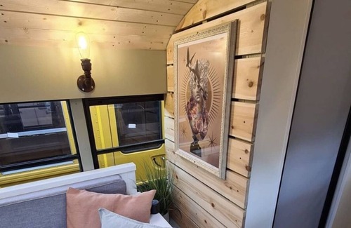 Ramsden Heath House | American School bus unique, quirky tiny home on wheels