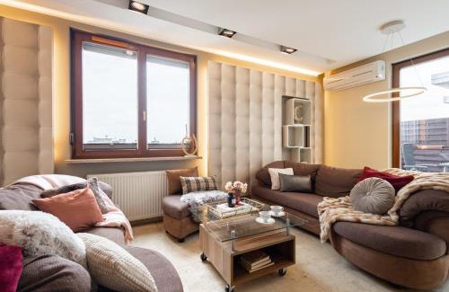 Krzyki Apartment | Apartament z tarasem 120m2, klimatyzacja, parking w garażu