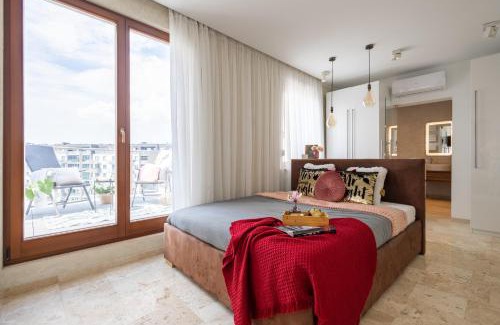Krzyki Apartment | Apartament z tarasem 120m2, klimatyzacja, parking w garażu