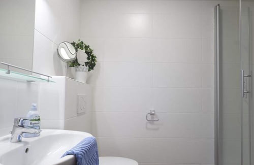 Halbturn Apartment | Apartment 2, balcony, shower/toilet, front side - Apartment Halbturn