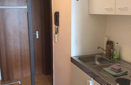 Hartenberg-Munchfeld Apartment | Apartment in Mainz - Wohn-schlafzimmer mit Kochnische und Bad