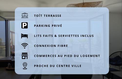 Les Sables d'Olonne Apartment | Appartement cosy 2 ch avec toit terrasse & parking - Lumineux et calme