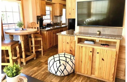 Austin Cabin | Armadillo cabin in a boutique gated tiny home resort with pool!