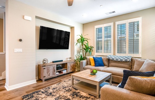 Santa Barbara House | Artful corner townhome by parks & pier - pool, hot tub, firepit, central AC, W/D