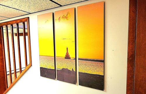 Laurium House | **Artistry view of Lake Superior with the allurement of Upper Entry Lighthouse *