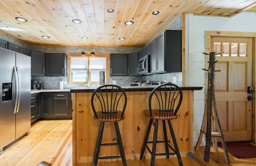 Cherry Log Apartment | Aska Creekside Cabin | Modern Interior w/Fireplace