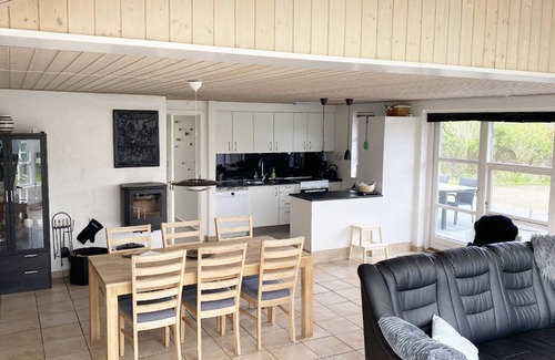 Blavand Strand House | Attractive holiday home on a lawn, with window front including WiFi, annex