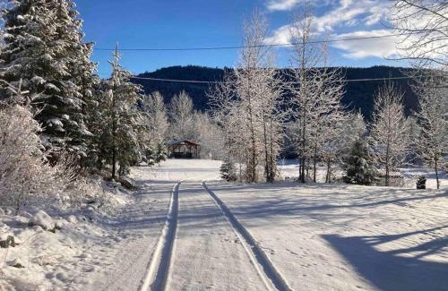 Central Okanagan Ski Chalet | Authentic lofted log cabin with hot tub