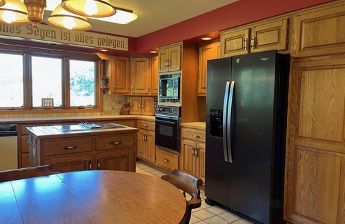 New Glarus House | Authentic Swiss Chalet w/private saltwater pool, sauna, grill, fire pit & more
