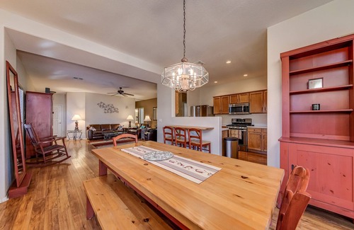 San Tan Valley House | Backyard oasis with private solar heated pool, hot tub and tons of amenities!