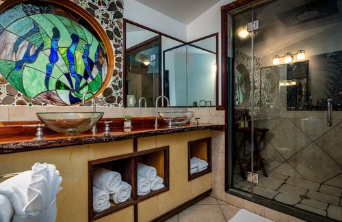 Ithaca House | Balloon Room, with artistic inlaid stonework