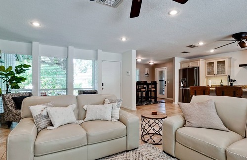 River District House | Barefoot Bungalow, Heated Pool & Spa, Game Room Foosball