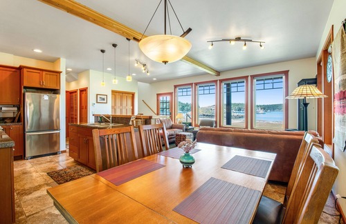 Lopez Island House | Bayfront home w/private beach, water/mountain views, gas grill, deck, gas stove