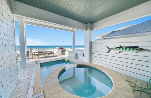 Crescent Beach House | "Beach Happy" - a Private Luxury Beachfront Home w/Heated Pool and Elevator! Chairs & Umbrellas Included in Reservation!